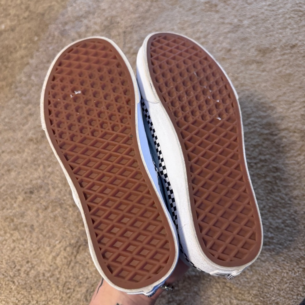 Vans Off The Wall Shoes Mens 5 Womens 6.5 Blue Check Slip On Sneakers Logo - Picture 7 of 8